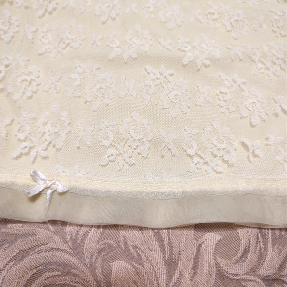 🔸💛🔸Divine Vintage 50's Buttercup Yellow Floral Lace & Satin Bow Slip - S/M - Picture 10 of 16